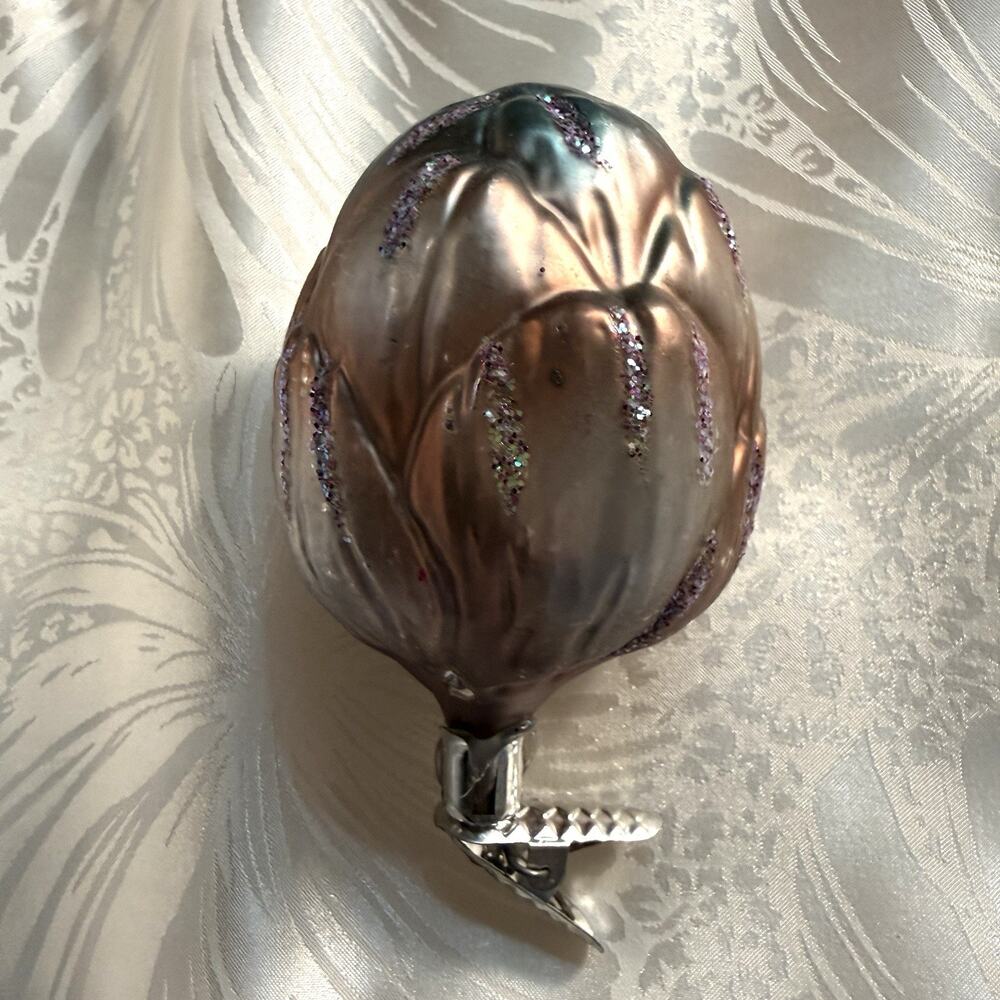 ARTICHOKE OLD WORLD CHRISTMAS BLOWN GLASS CLIP ON Tree Fruit Veggie ORNAMENT
